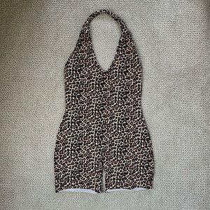 American Apparel Cheetah Halter Unitard